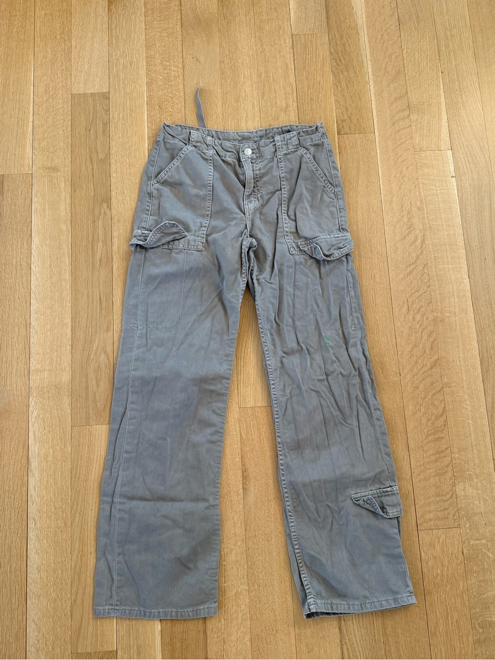 Zara Gray Wide-Leg Cargo Pants
